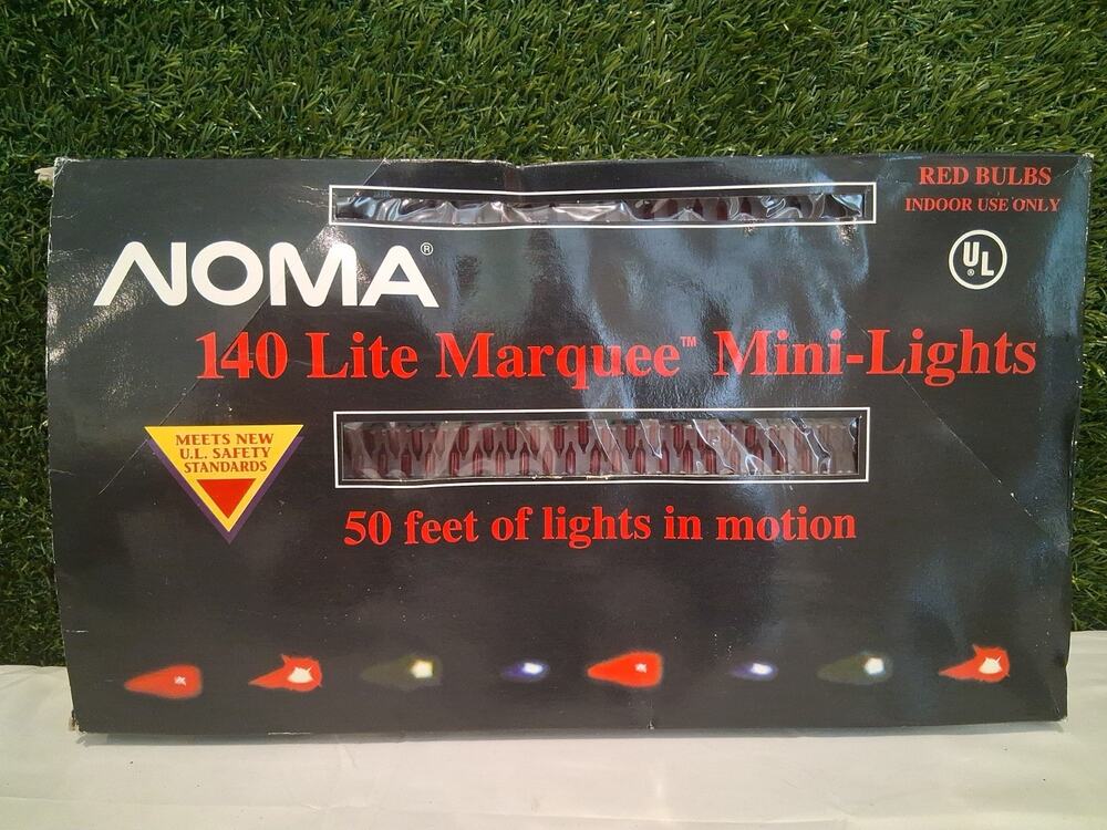Vintage NOMA 140 Lite Marquee Mini-Lights Red Bulbs 50 Feet Lights In Motion Box